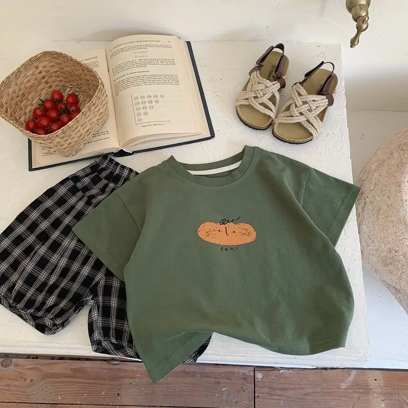 Boys Printed Cotton T-Shirt Set Green White — feature 5