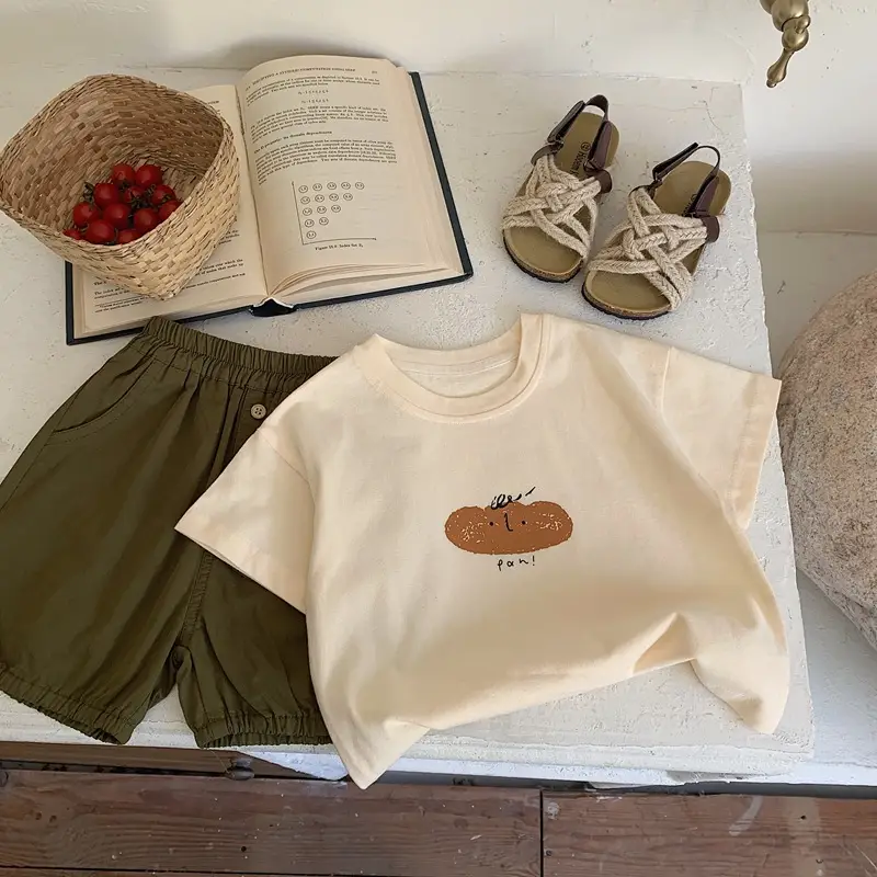 Boys Printed Cotton T-Shirt Set Green White — feature 6