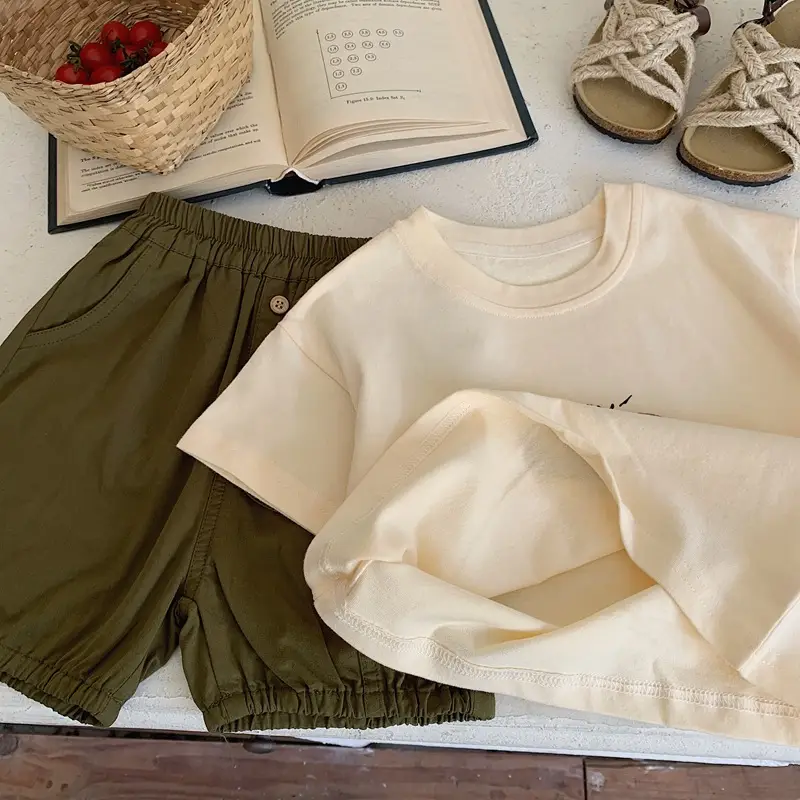 Boys Printed Cotton T-Shirt Set Green White — feature 8