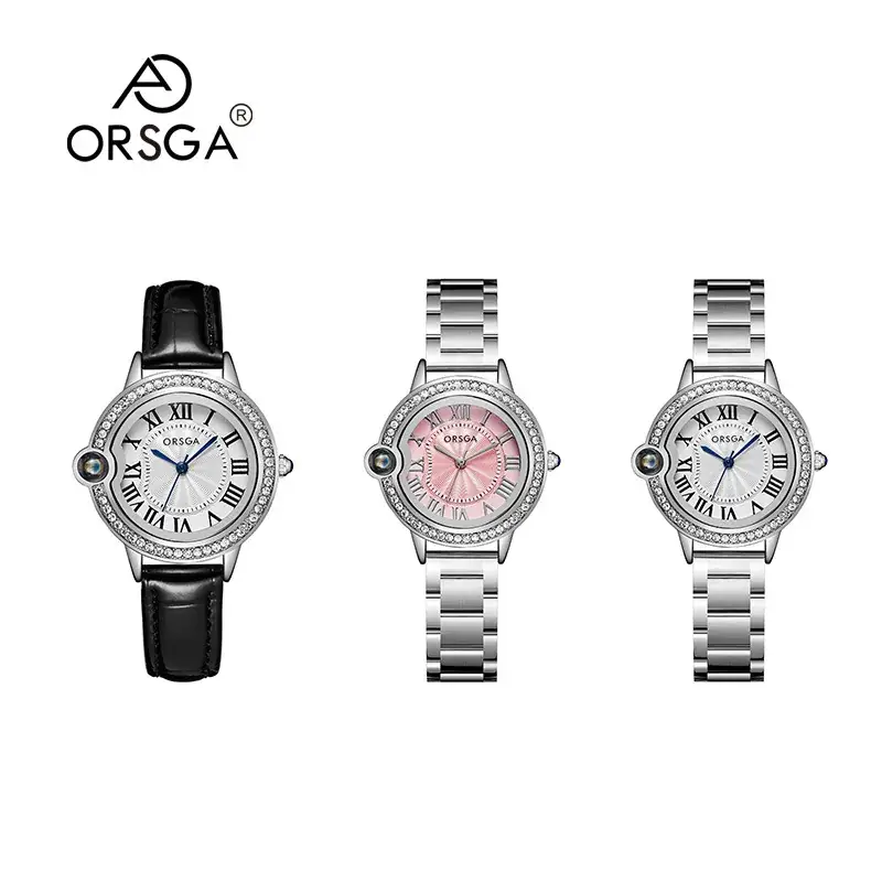 Women's Roman Dial Watch with Diamond Bezel Black Strap - Image 7