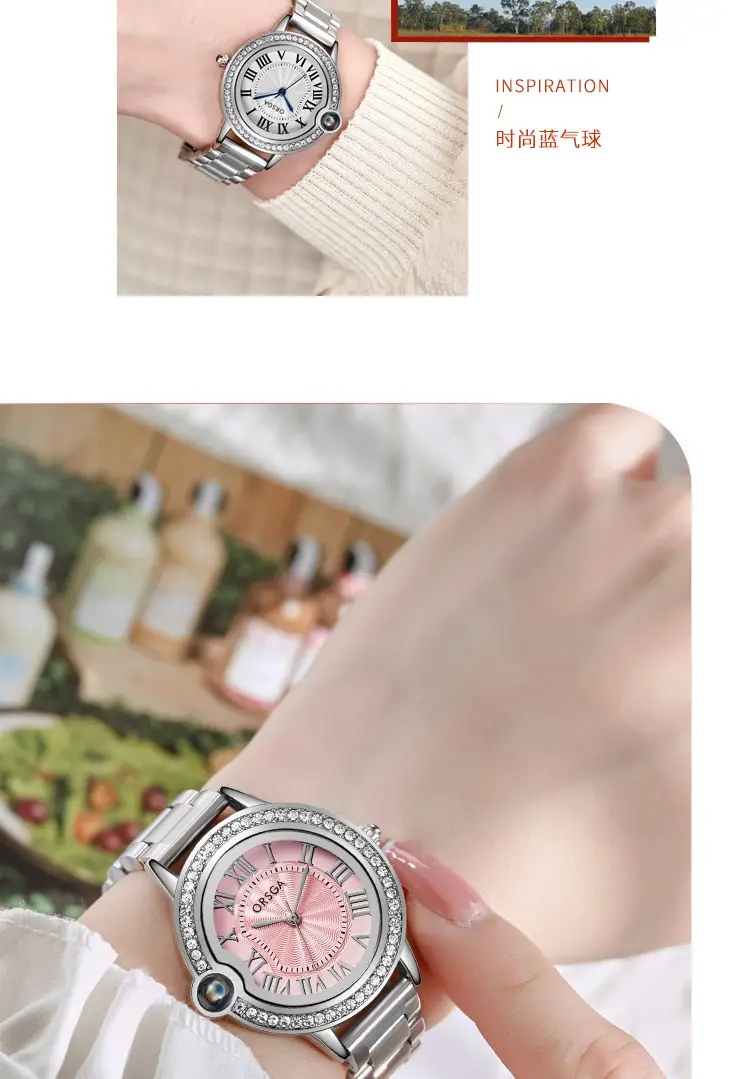 Women's Roman Dial Watch with Diamond Bezel Black Strap — feature 8