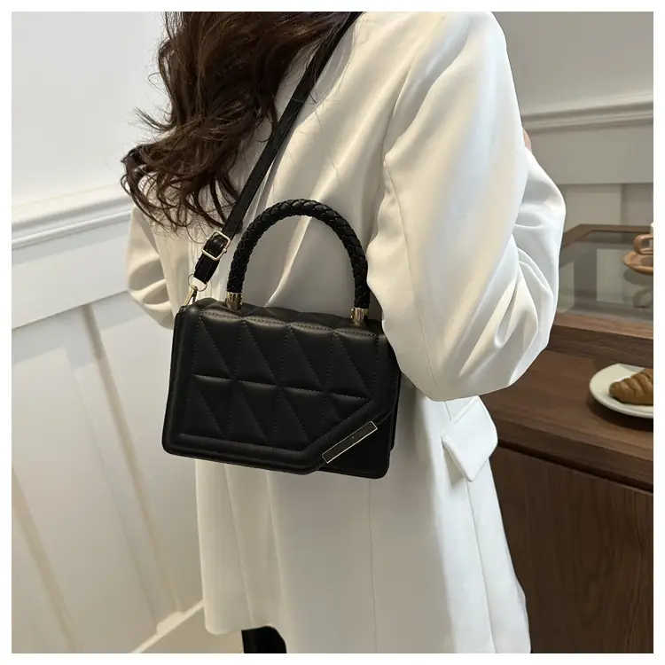 Black Rhombic Quilted Shoulder Bag for Women — feature 12