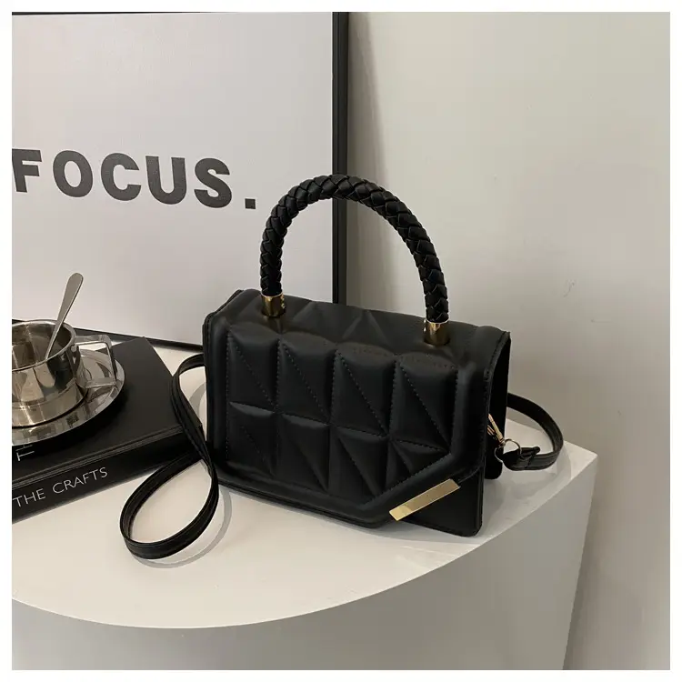 Black Rhombic Quilted Shoulder Bag for Women — feature 20
