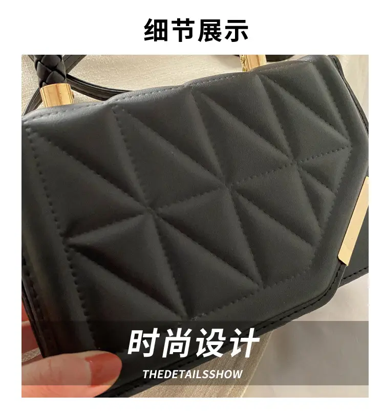 Black Rhombic Quilted Shoulder Bag for Women — feature 3