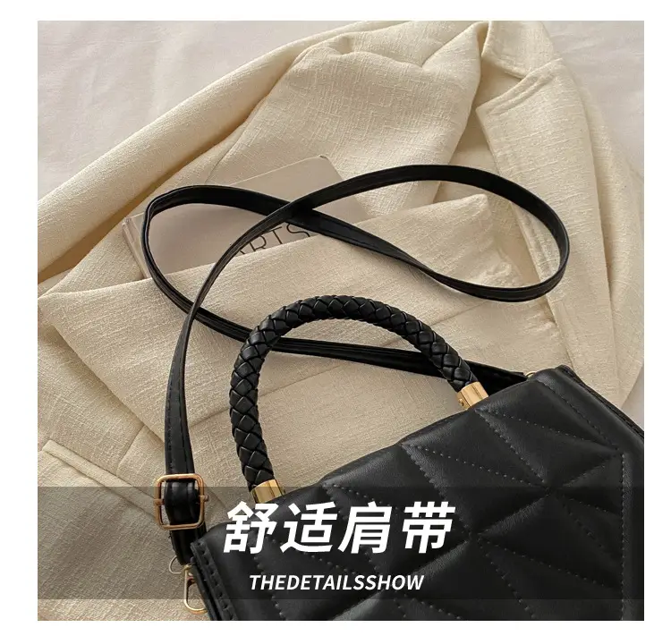 Black Rhombic Quilted Shoulder Bag for Women — feature 4