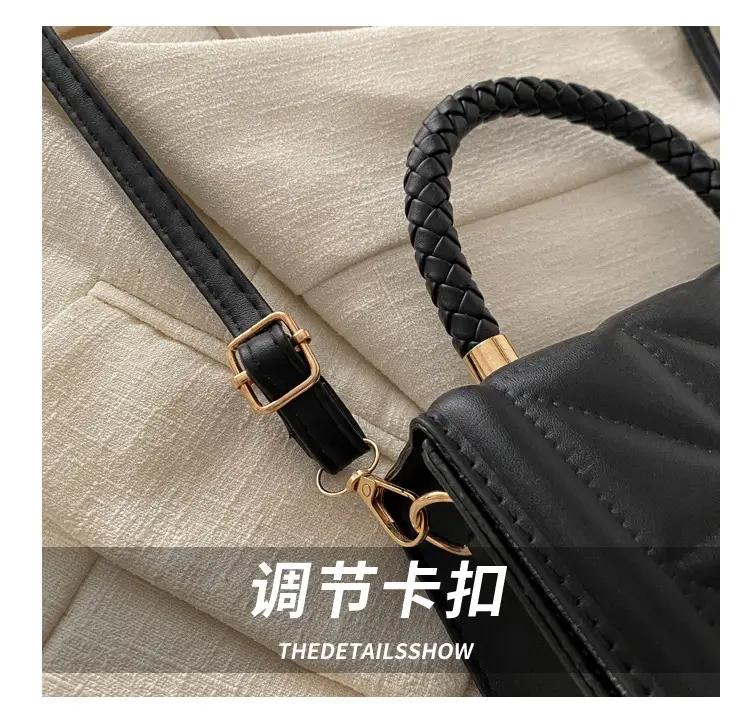 Black Rhombic Quilted Shoulder Bag for Women — feature 5