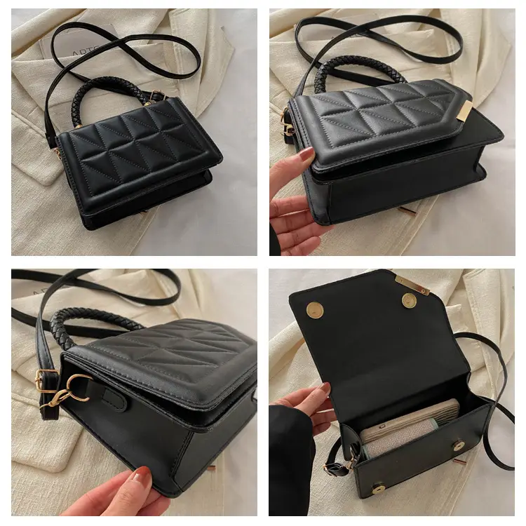 Black Rhombic Quilted Shoulder Bag for Women — feature 8