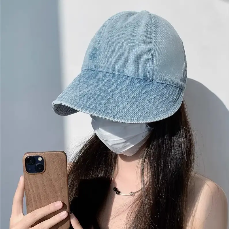 Vintage Washed Denim Fisherman Cap Large Bristle Anti-UV - Image 4
