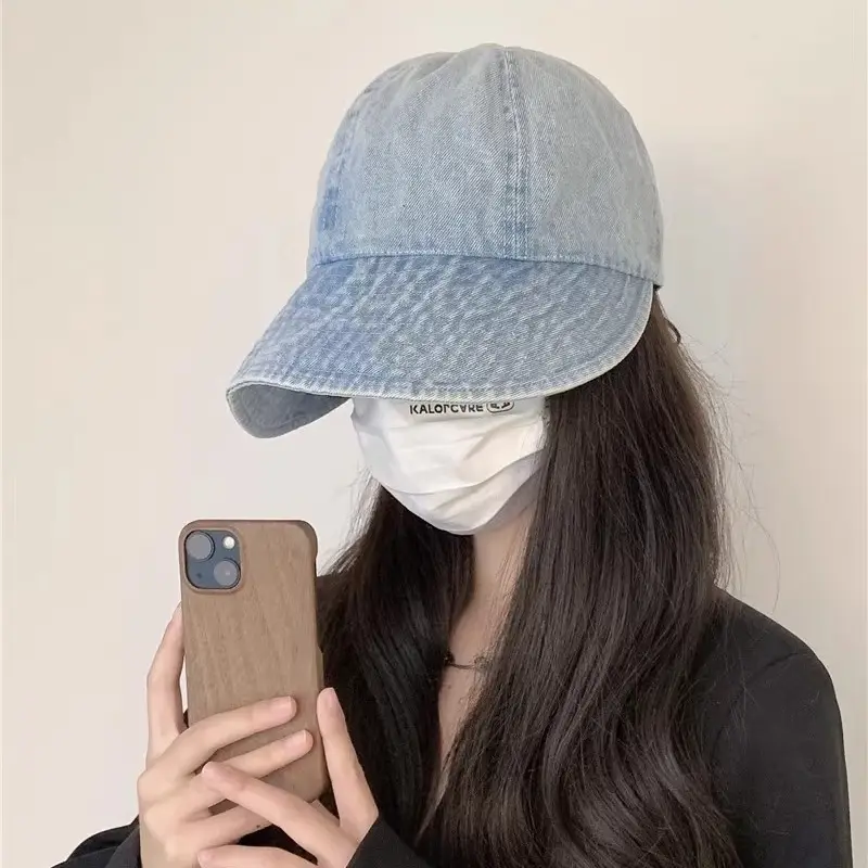 Vintage Washed Denim Fisherman Cap Large Bristle Anti-UV - Image 6