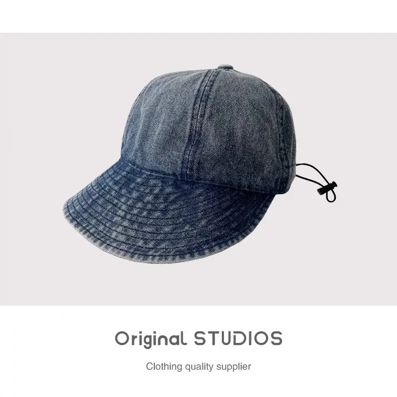 Vintage Washed Denim Fisherman Cap Large Bristle Anti-UV - Image 8
