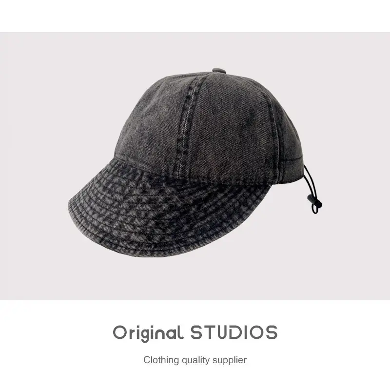 Vintage Washed Denim Fisherman Cap Large Bristle Anti-UV - Image 3