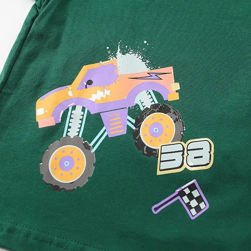 25 New Boys' Monster Car T-Shirts Green Short Sleeve - Image 3