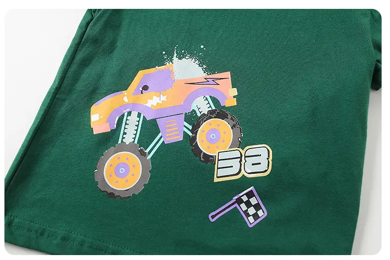 25 New Boys' Monster Car T-Shirts Green Short Sleeve — feature 13
