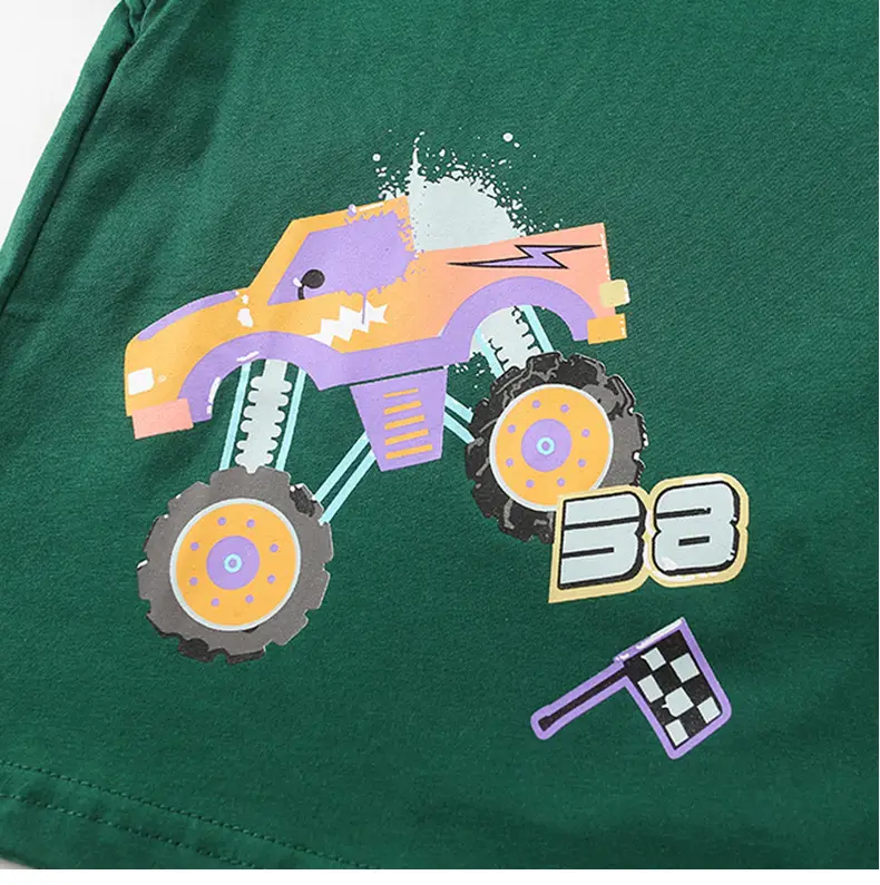 25 New Boys' Monster Car T-Shirts Green Short Sleeve — feature 3