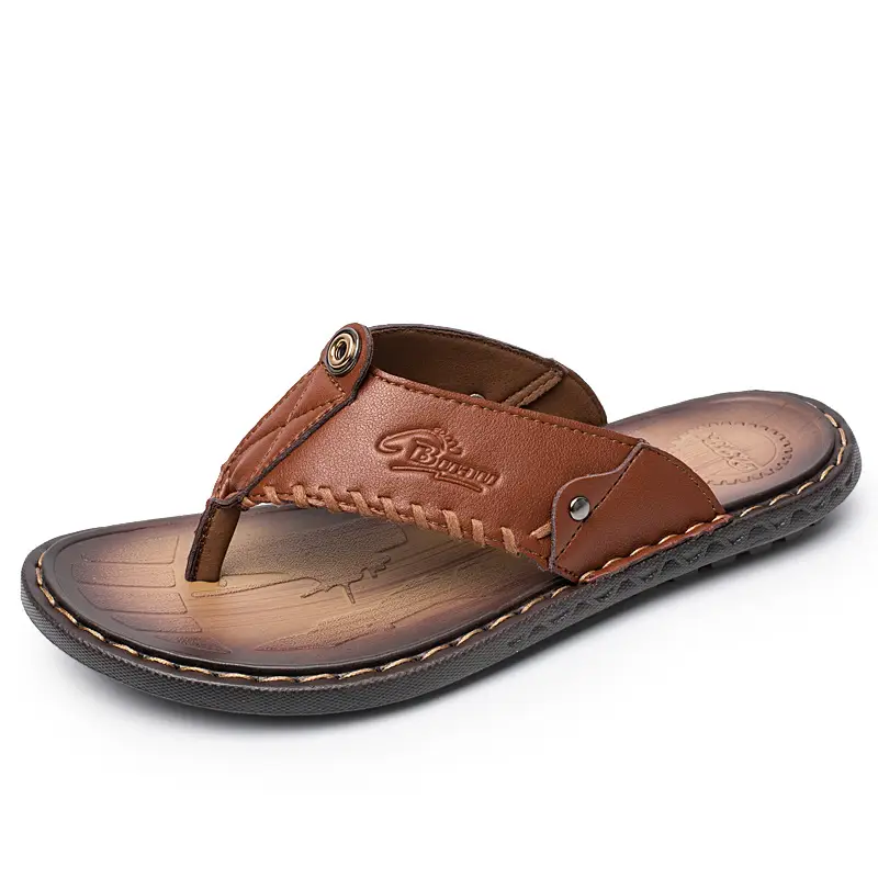 Cross-border men's leather flip-flops summer sandals - Image 7