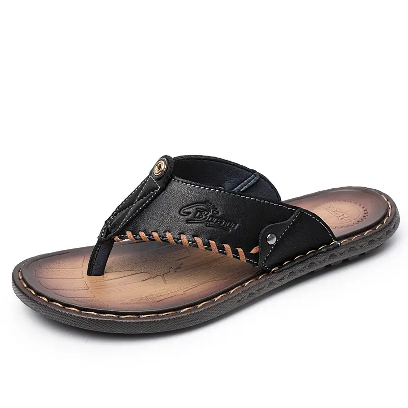 Cross-border men's leather flip-flops summer sandals - Image 8