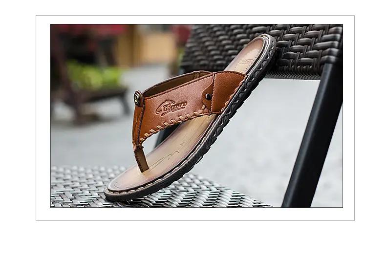 Cross-border men's leather flip-flops summer sandals — feature 20