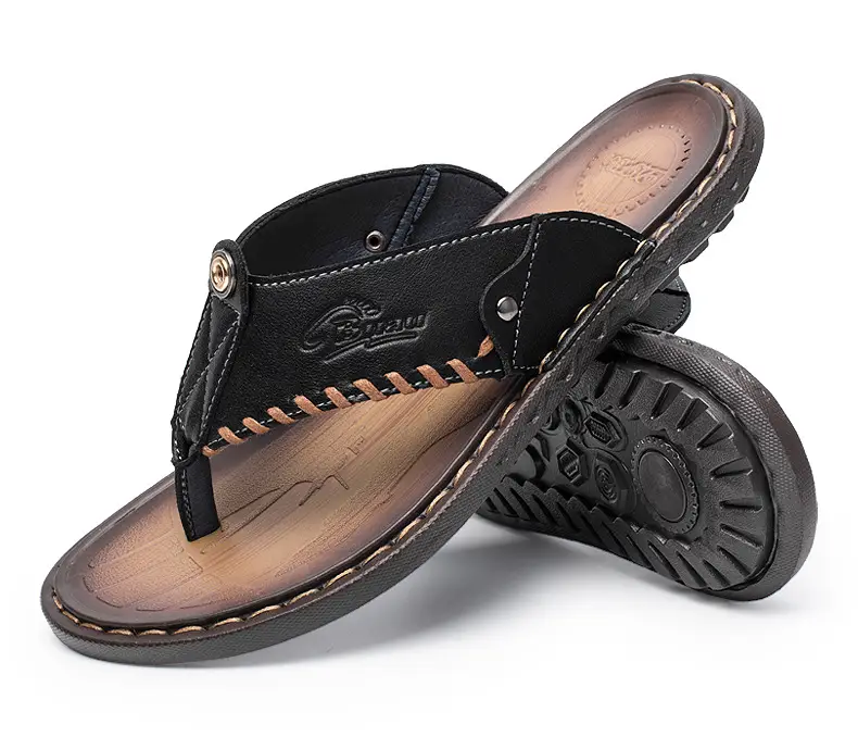 Cross-border men's leather flip-flops summer sandals — feature 36