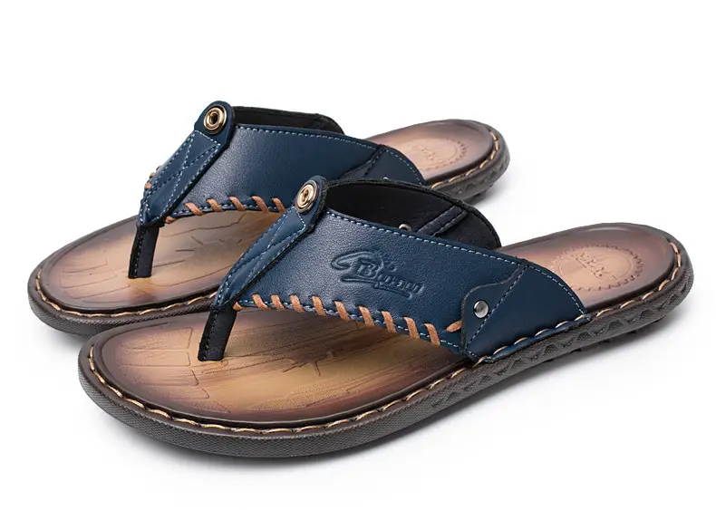 Cross-border men's leather flip-flops summer sandals — feature 40
