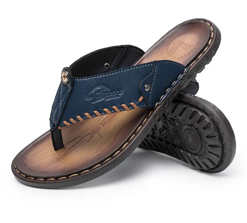 Cross-border men's leather flip-flops summer sandals — feature 42