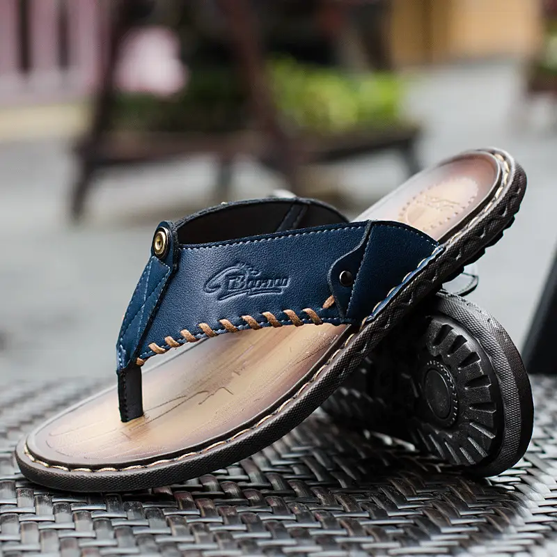 Cross-border men's leather flip-flops summer sandals - Image 2