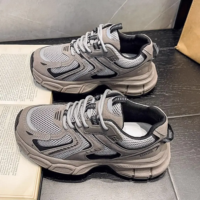 Women Grey Thick Casual Sneakers 2025 - Image 4