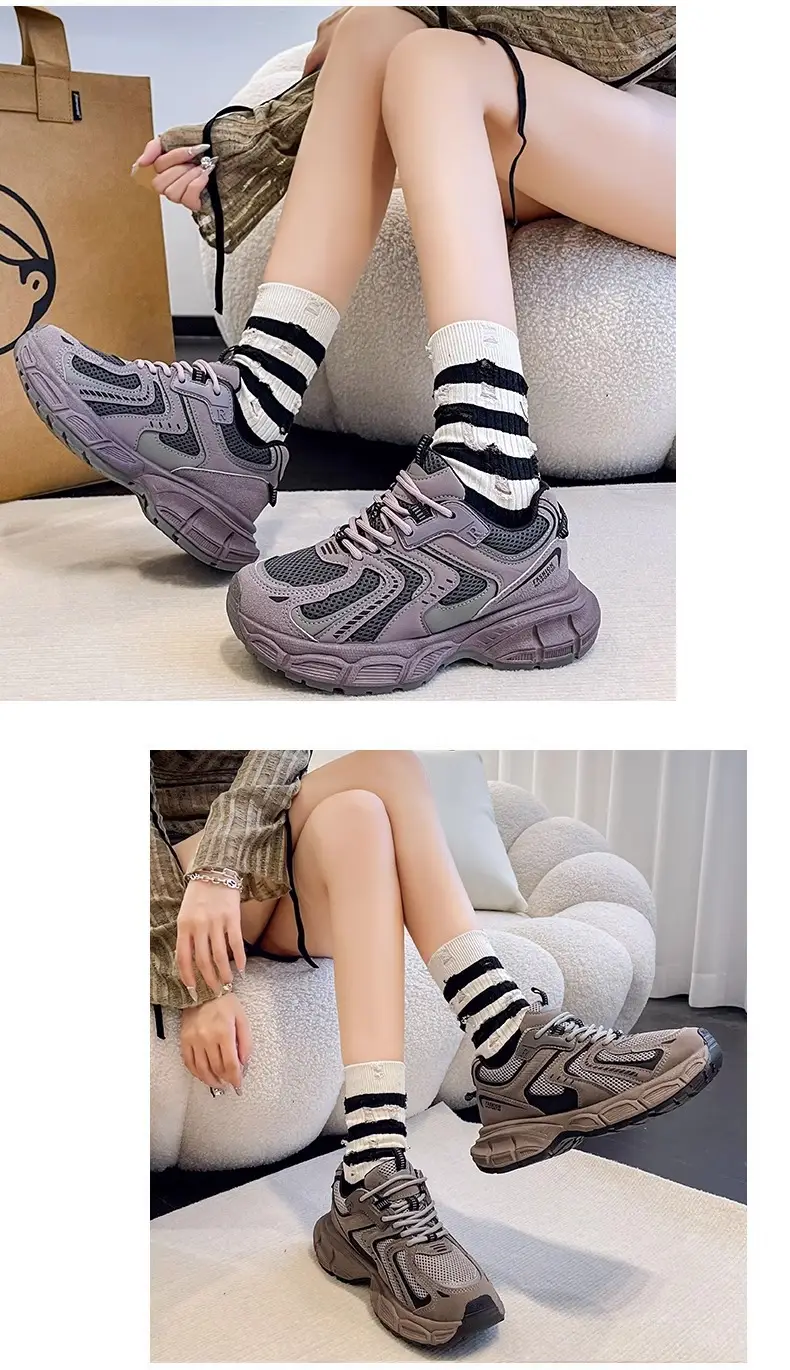 Women Grey Thick Casual Sneakers 2025 โ feature 9