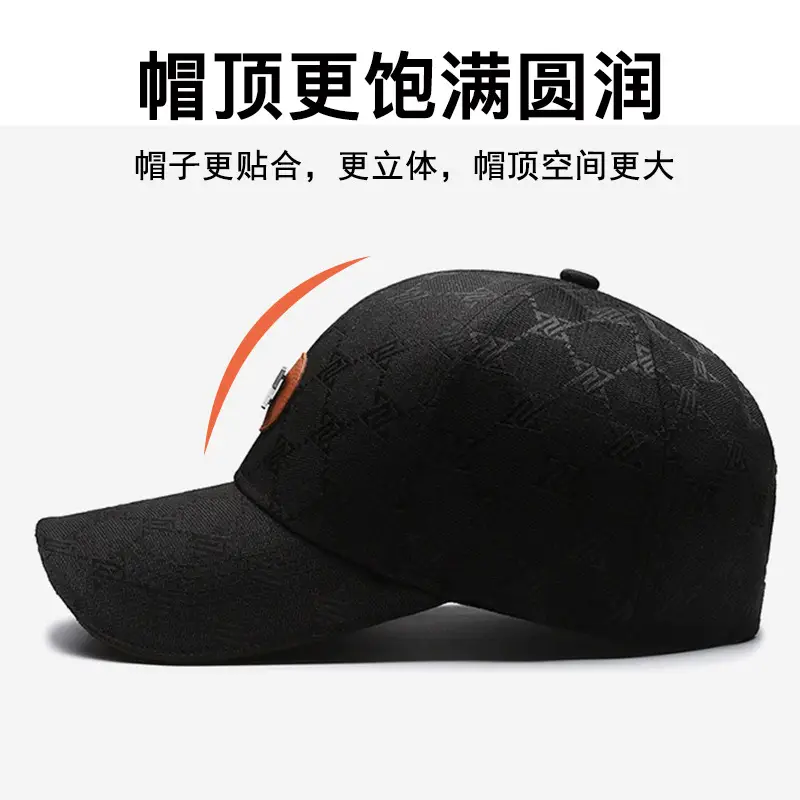 Black Printed Baseball Cap for Men Women Outdoor Sunscreen Cap