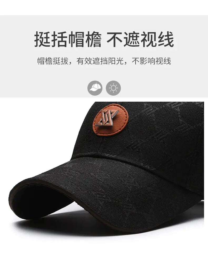 Black Printed Baseball Cap for Men Women Outdoor Sunscreen Cap — feature 2