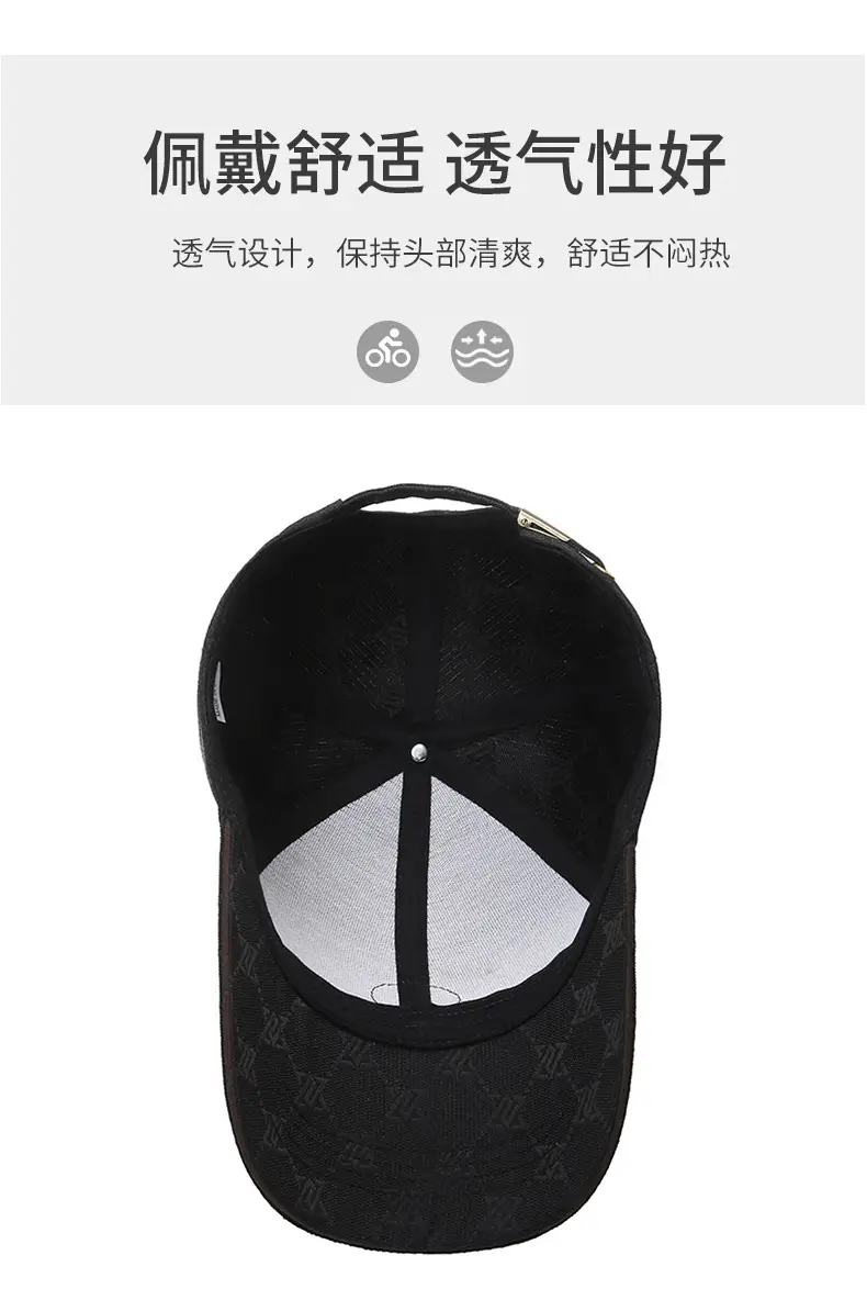 Black Printed Baseball Cap for Men Women Outdoor Sunscreen Cap — feature 5