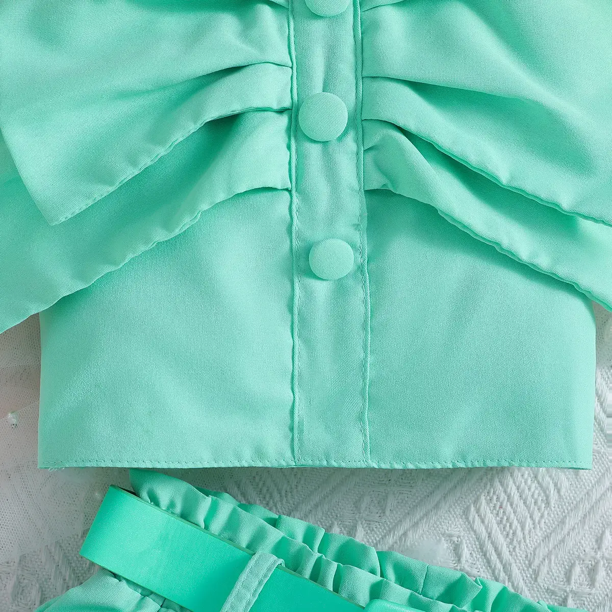 Girls Cross-Border Halter Top & Shorts Set Mint Green — feature 5