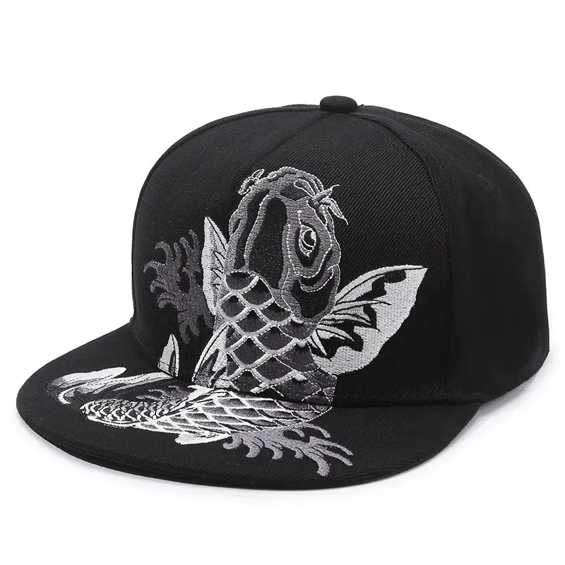 Black Embroidered Baseball Cap for Men Women Adjustable Hip Hop