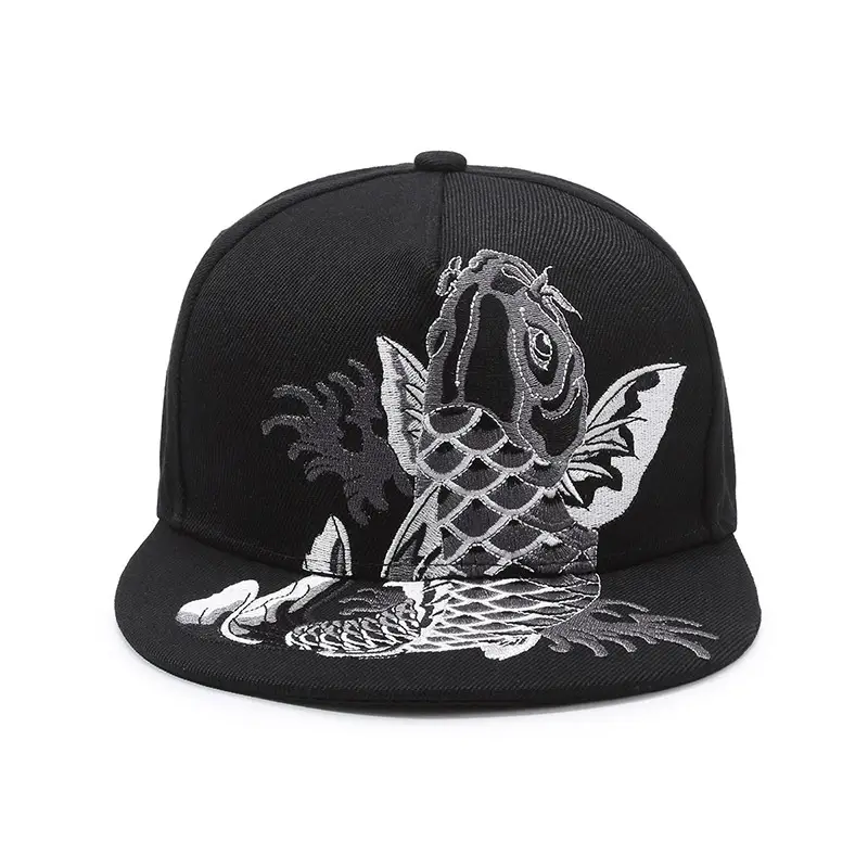 Black Embroidered Baseball Cap for Men Women Adjustable Hip Hop