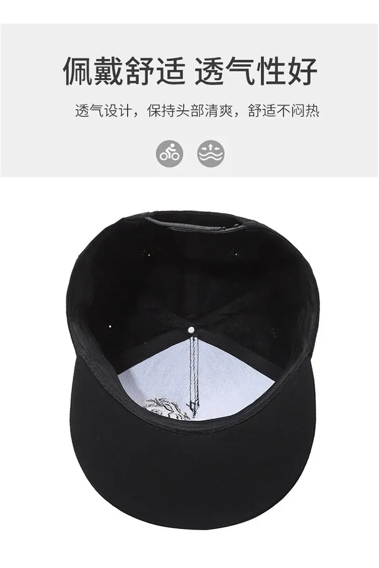 Black Embroidered Baseball Cap for Men Women Adjustable Hip Hop — feature 6