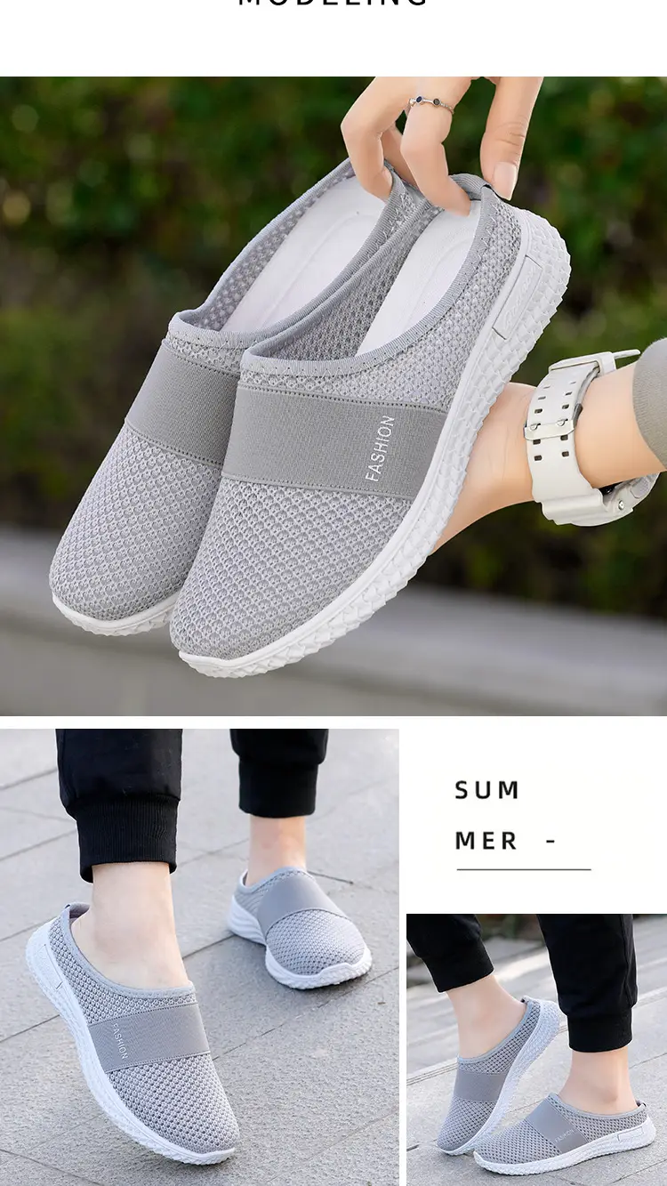 Old Beijing Cloth Shoes Female Middle-aged and Elderly Mother Baotou Half Slippers Indoor Home Shoes Elderly Non-slip Slippers Outer Wear — feature 12