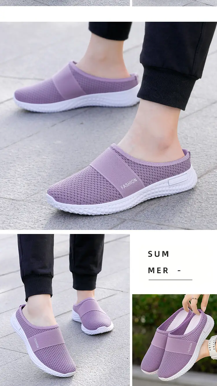 Old Beijing Cloth Shoes Female Middle-aged and Elderly Mother Baotou Half Slippers Indoor Home Shoes Elderly Non-slip Slippers Outer Wear — feature 13