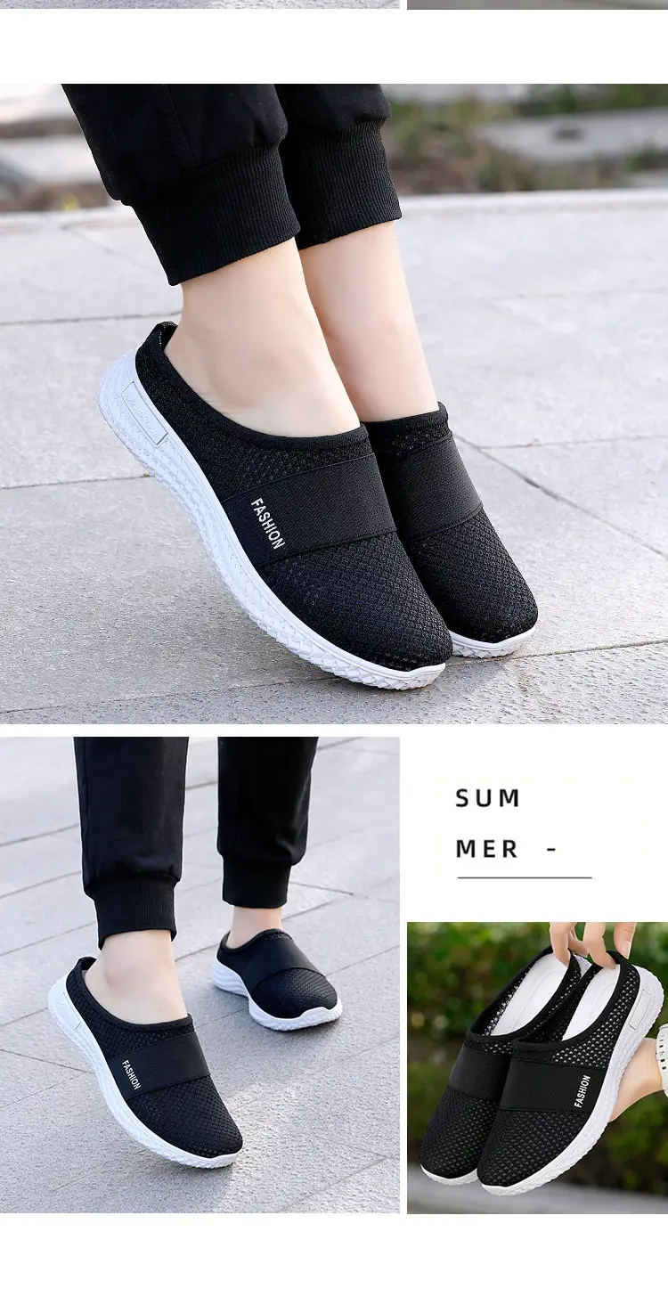 Old Beijing Cloth Shoes Female Middle-aged and Elderly Mother Baotou Half Slippers Indoor Home Shoes Elderly Non-slip Slippers Outer Wear — feature 14