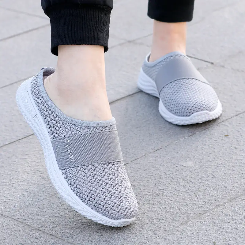 Old Beijing Cloth Shoes Female Middle-aged and Elderly Mother Baotou Half Slippers Indoor Home Shoes Elderly Non-slip Slippers Outer Wear - Image 2