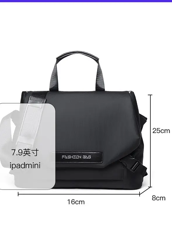 Men's Grey Nylon Shoulder Bag Waterproof Crossbody