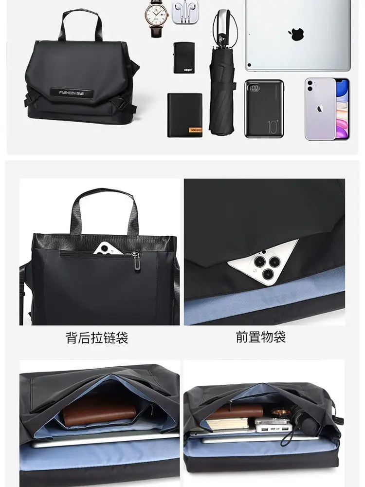 Men's Grey Nylon Shoulder Bag Waterproof Crossbody