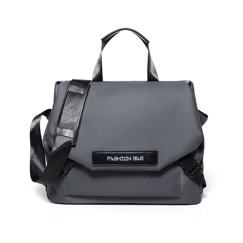 Men's Grey Nylon Shoulder Bag Waterproof Crossbody