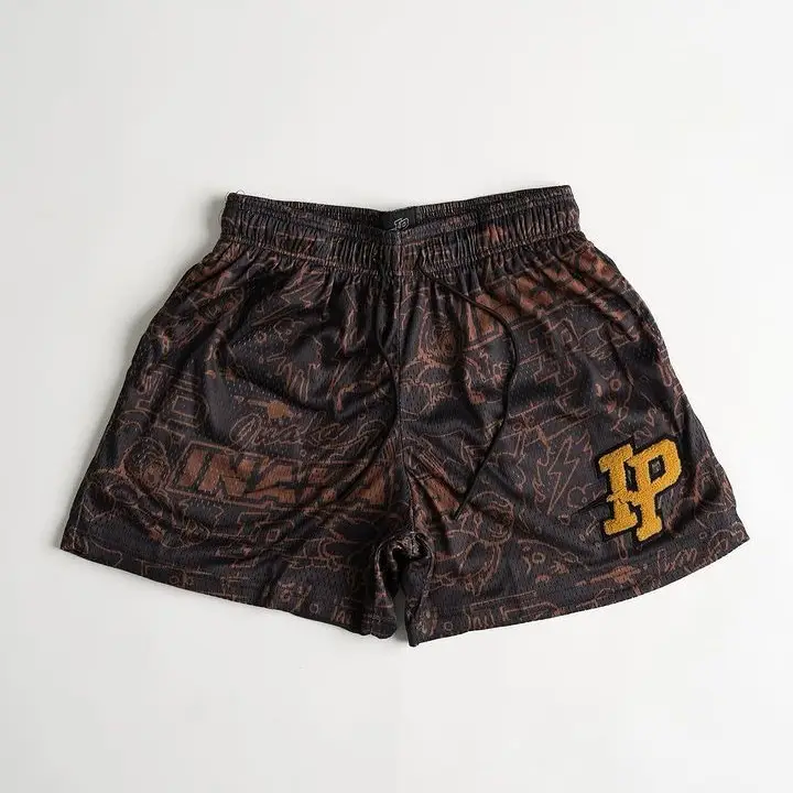 American Trendy Casual Shorts Orange Print Men's