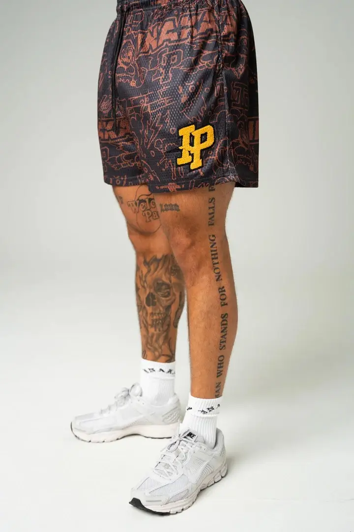 American Trendy Casual Shorts Orange Print Men's — feature 10