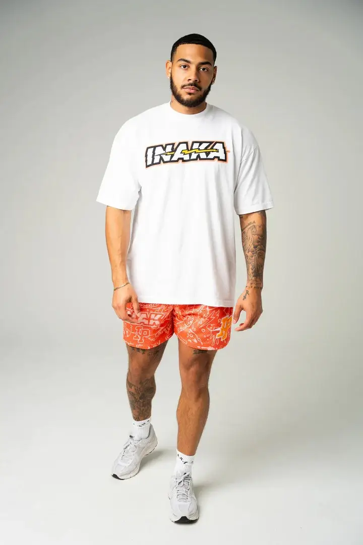 American Trendy Casual Shorts Orange Print Men's — feature 13