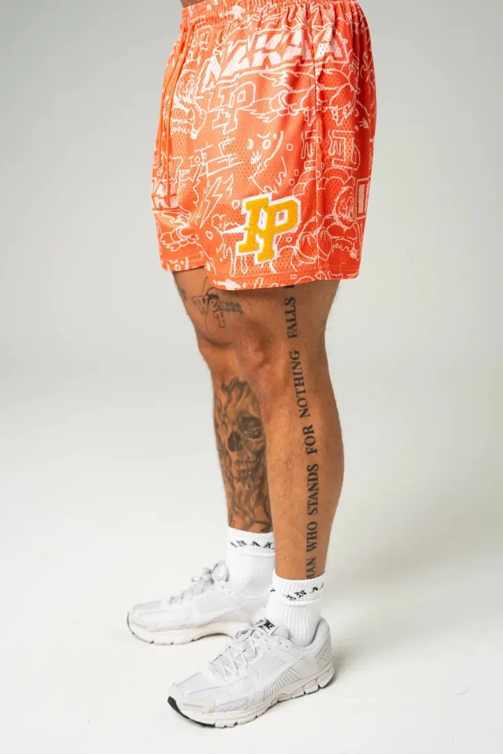 American Trendy Casual Shorts Orange Print Men's — feature 14