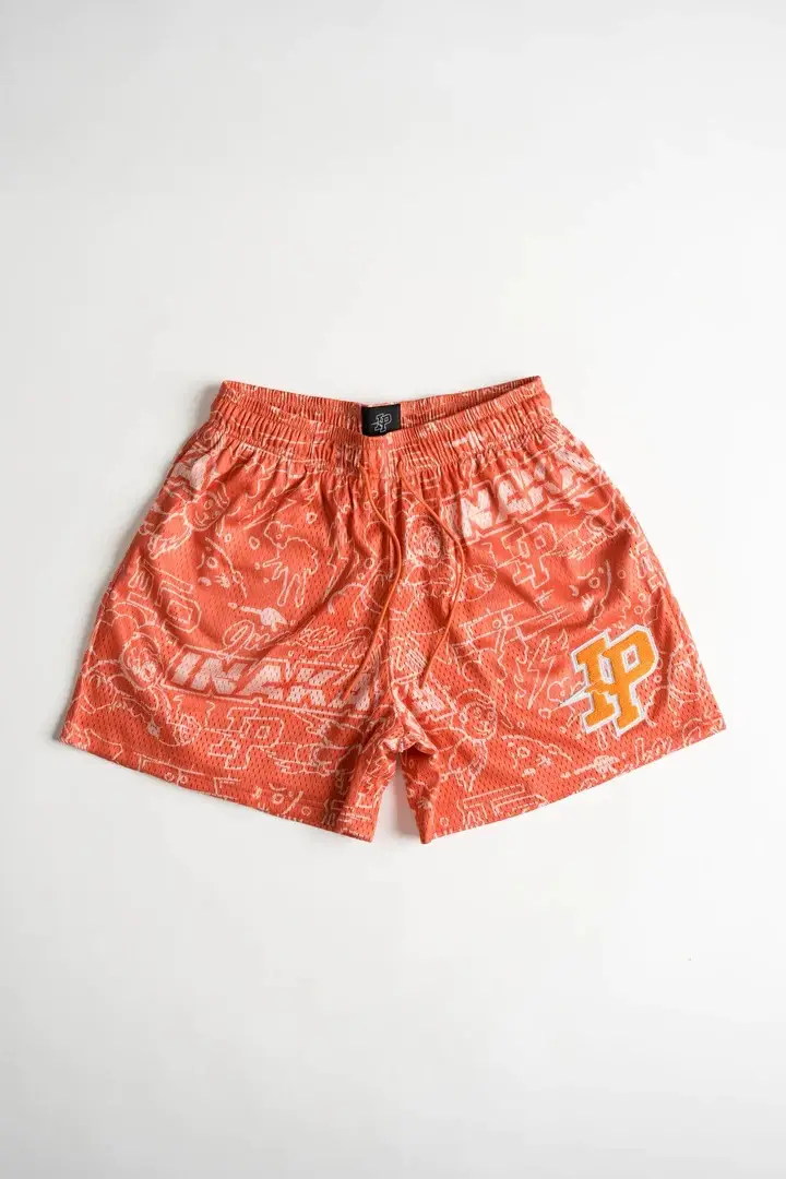 American Trendy Casual Shorts Orange Print Men's — feature 15