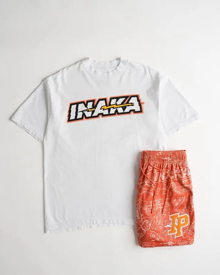 American Trendy Casual Shorts Orange Print Men's — feature 16