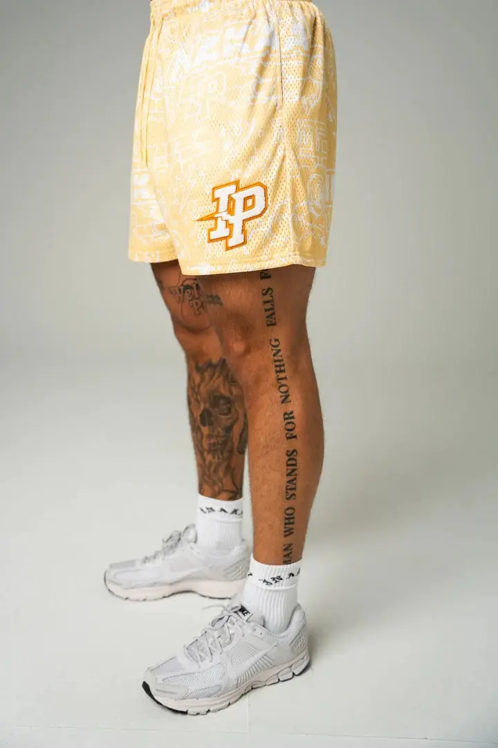 American Trendy Casual Shorts Orange Print Men's — feature 18