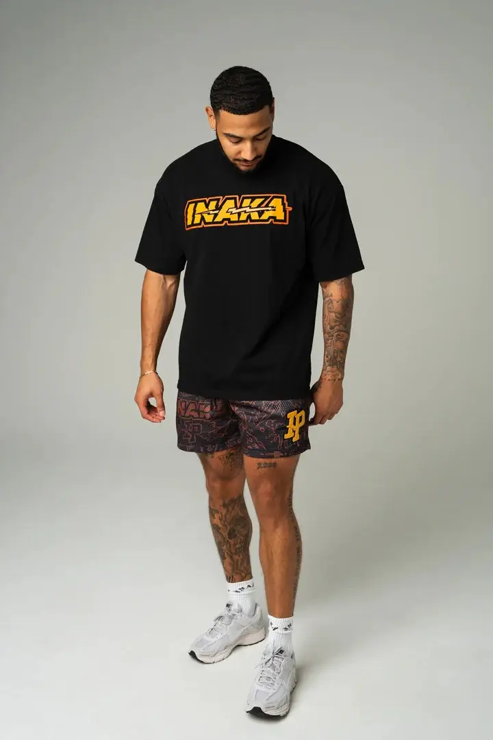 American Trendy Casual Shorts Orange Print Men's — feature 9