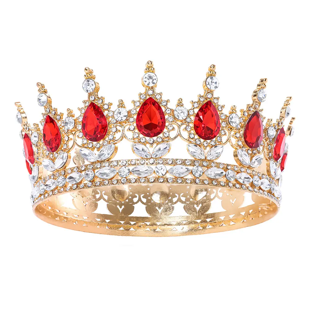 European & American Bridal Crown with Blue Sultans & Diamonds - Image 24